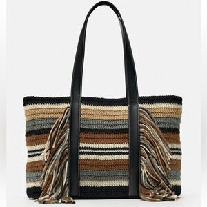 Zara striped shopper bag